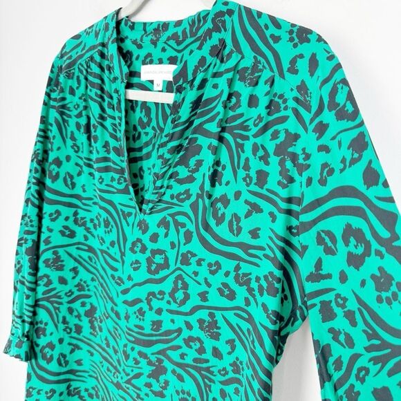 AMANDA UPRICHARD | REVOLVE Green & Black Animal Print Silk Dress Women’s Size M - Picture 2 of 8